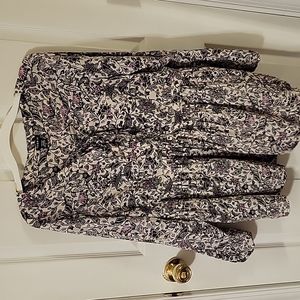 Torrid size 0 long sleeve beige with black and pink floral pattern blouse